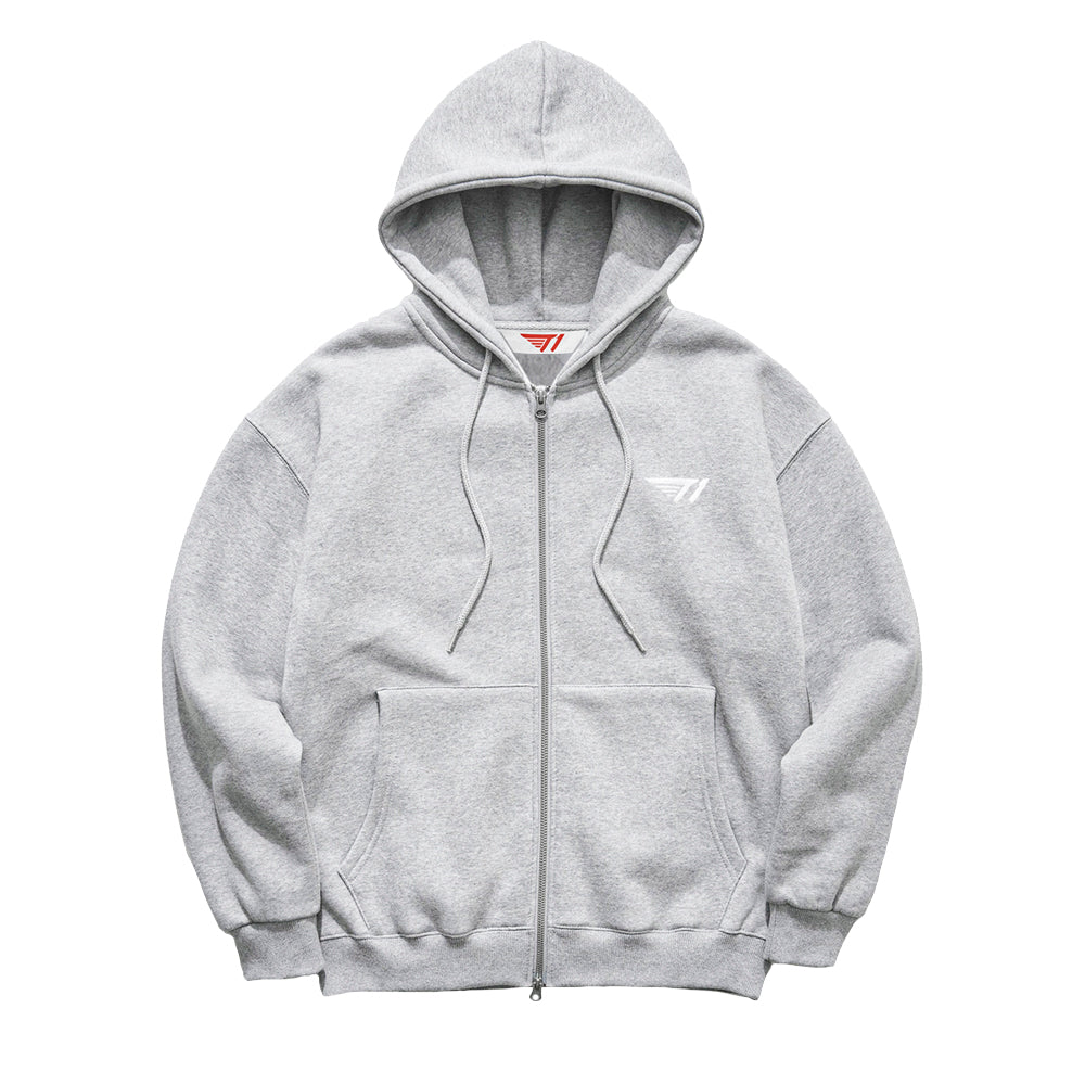2022 T1 Melange Gray Zip-Up Hoodie