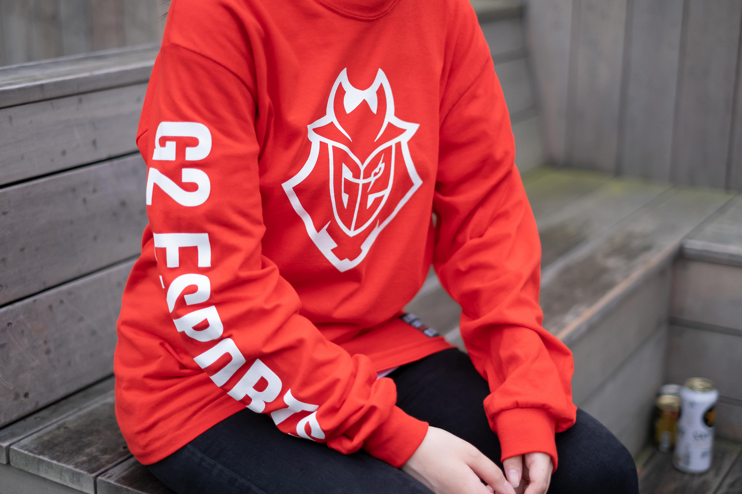 G2 Esports エッセンシャル ロングスリーブ Tシャツ（レッド）